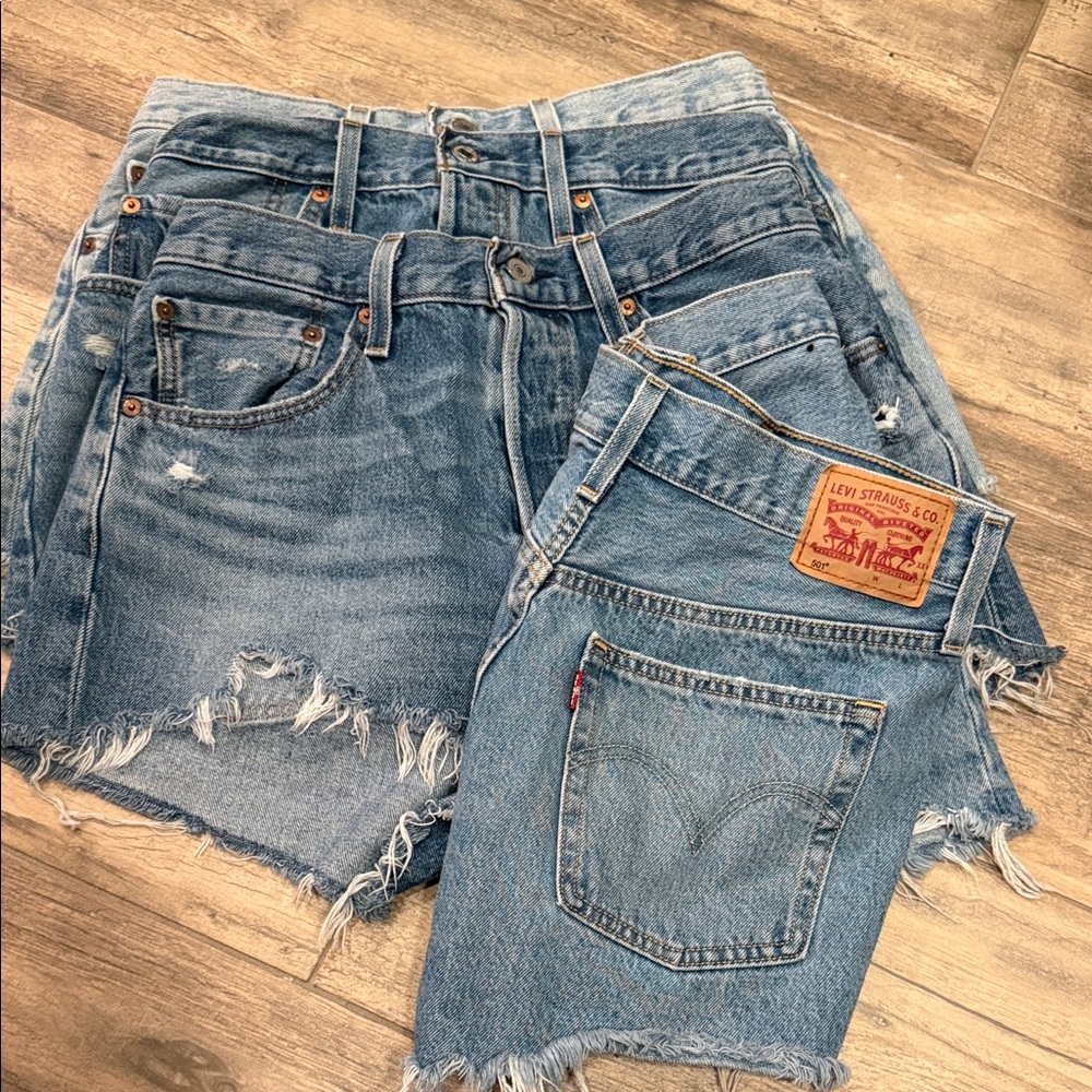 4 pairs Levi's Blue Frayed Denim Shorts